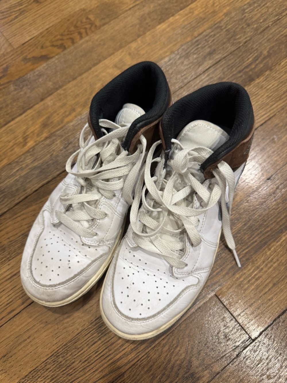 Nike Kids White and Brown High-Top Sneakers Nike Air Jordan